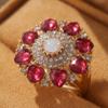 Vintage Floral Ring with Sparkling Synthetic Zirconia, Elegant Jewelry Ring for Men Women