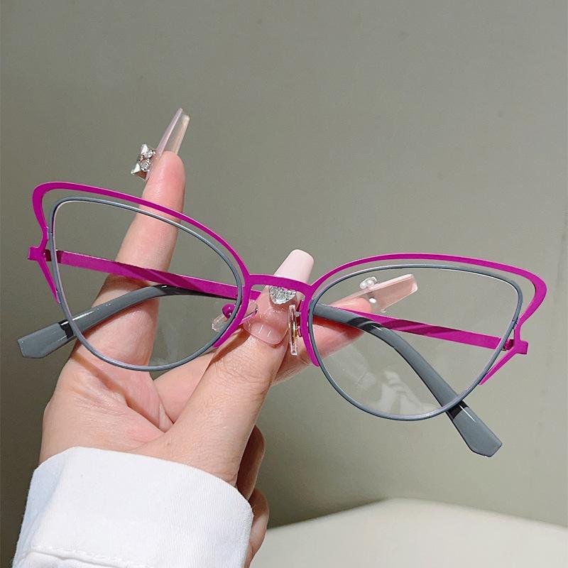 Vintage Butterfly Anti Blue Light Optical Glasses Women Luxury Myopia Customize Prescription Eye Glasses Metal New Cat Eye Frame