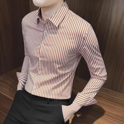 2024 High-End Men's Long Sleeve Striped Shirt - Spring & Autumn Business Style