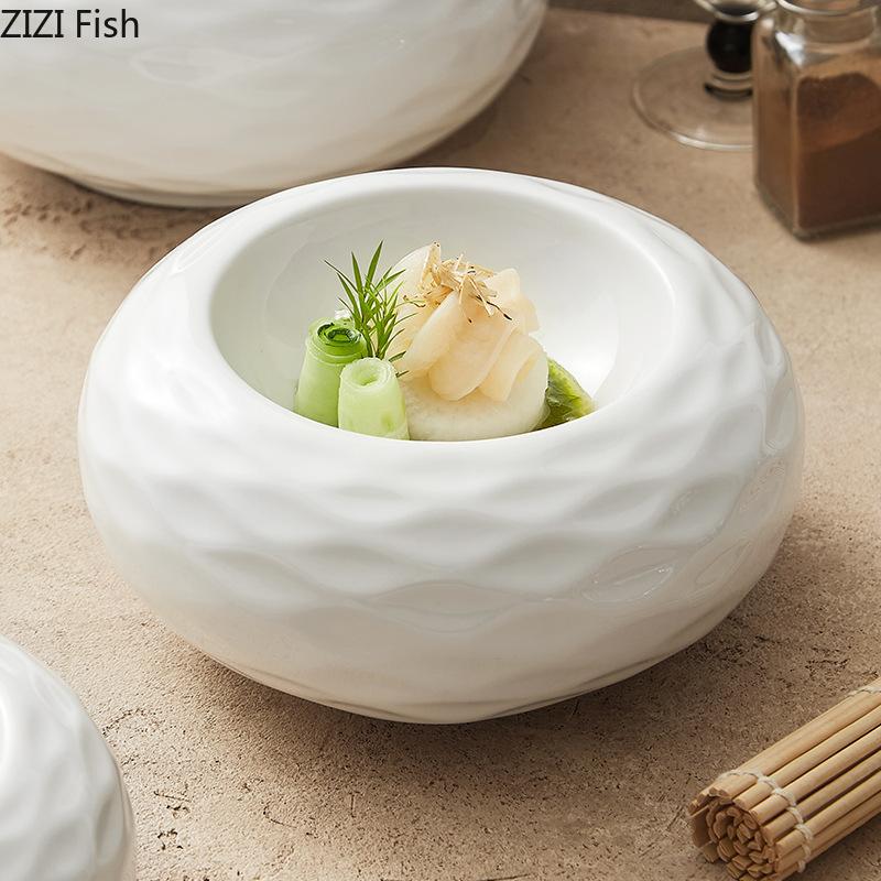 Household Ceramic Insulation Plate Restaurant Molecular Cuisine Cooking Dishes Creative Dim Sum Dessert Plate Kitchen Tableware