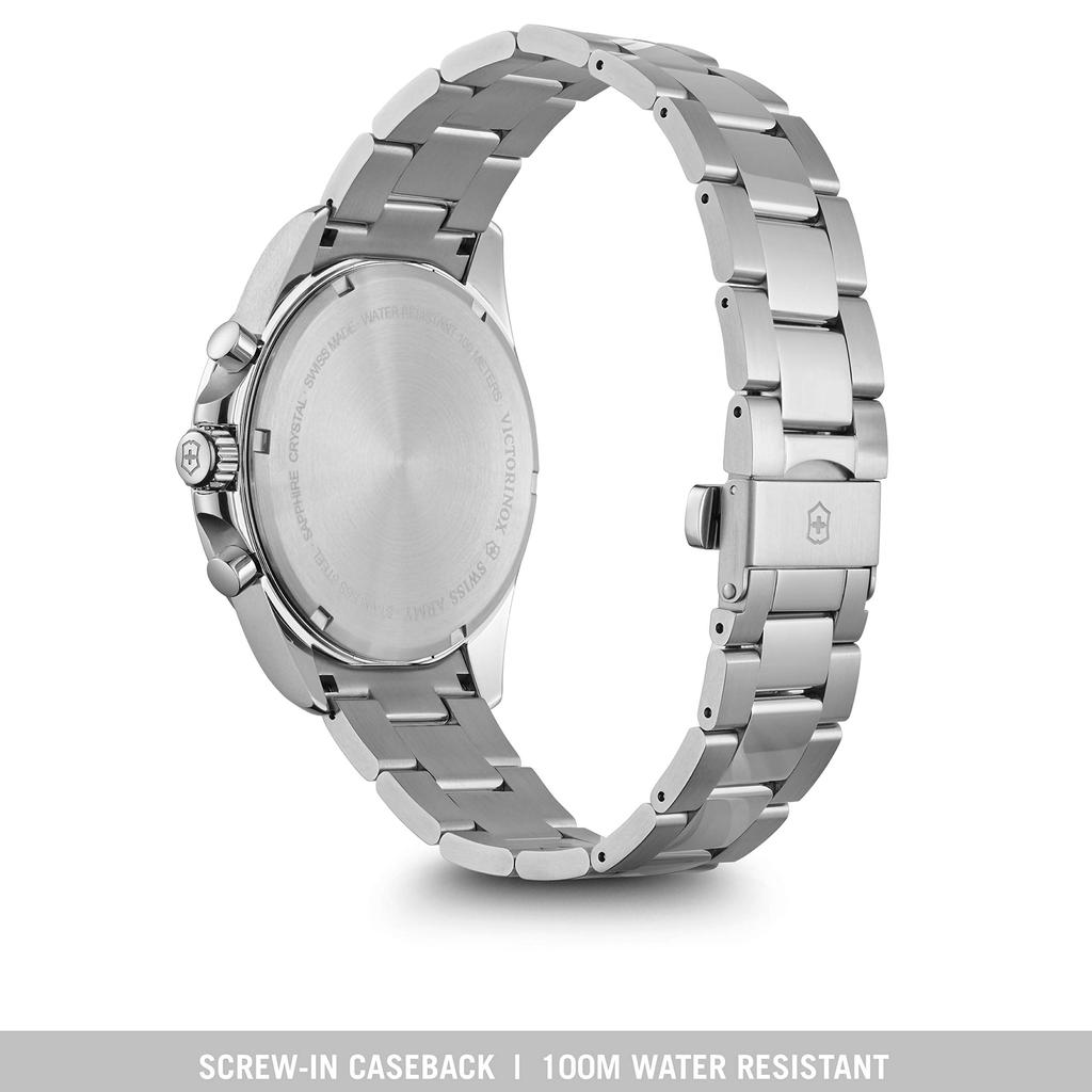 VICTORINOX Klocka FIELDFORCE CHRONO Boett i rostfritt stål Blå urtavla Armband i rostfritt stål Gåva 241857 (316L) [