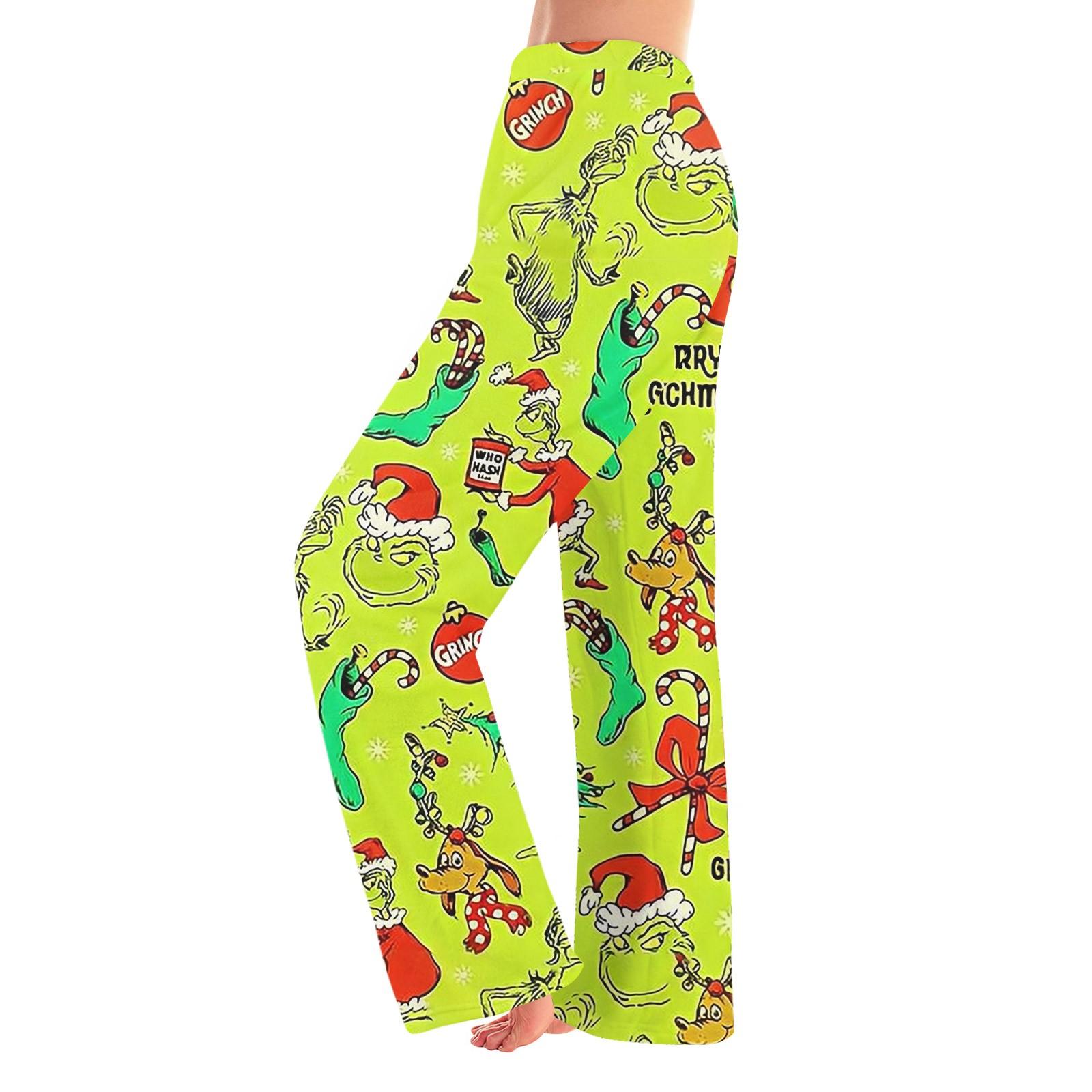 

Женские зимние брюки, длинные брюки, фланелевые брюки с рождественским принтом XXL