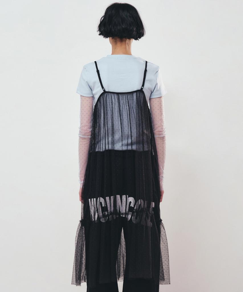 Robe Nigaennikol à Pois Transparente Superposée avec Remplissage_Noir