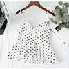 Women's Polka Dot Strappy Backless V-Neck Tank Top - Slimming, Tummy-Covering Sleeveless Summer Outerwear.