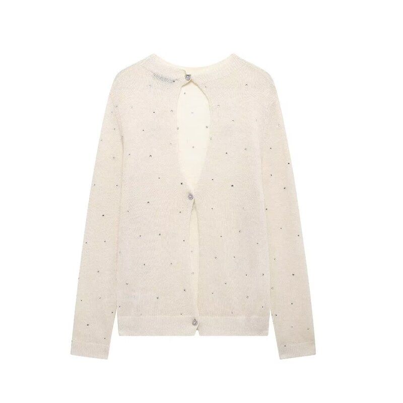 Fashion Style 2024 Fall and Winter New Women's Clothing Easiest for Match Jewelry round Neck Long Sleeves Casual Sweater 0234102