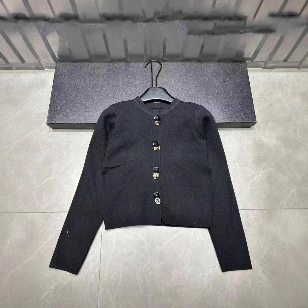 Xiangjia 2025 A/W Multi-Button Round Neck Knit Cardigan - Elegant & Versatile Short Jacket