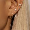 4PCS Women's Earrings Set Stainless Steel Cubic Zirconia Chain Moon Star Unique Punk Unisex Rock Earring Piercing Jewelry