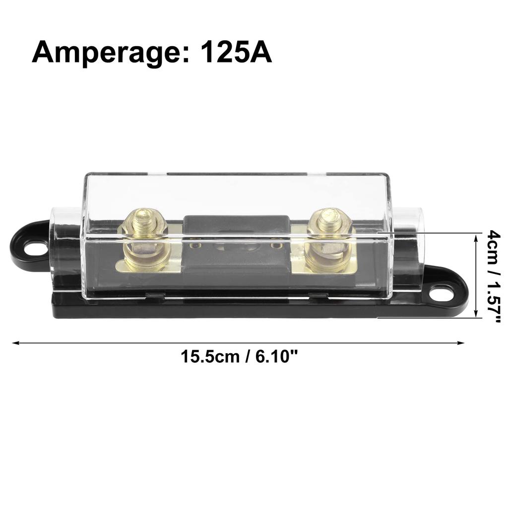 X AUTOHAUX 125A Fusible Fuse with Holder for Electrical Car and In-Line Protection, Audio, Video, Stereo, Black, 2-Pack