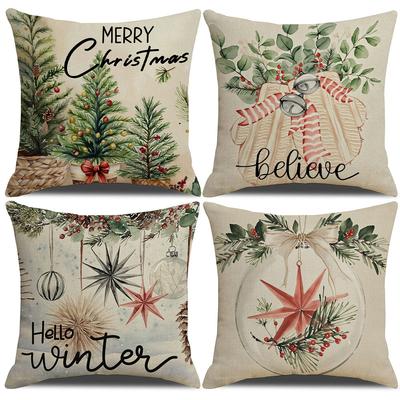 Popular Retro Style Christmas Pillowcase Festive Party Decoration Sofa Pillow Bedroom Bedside Cushion Cover