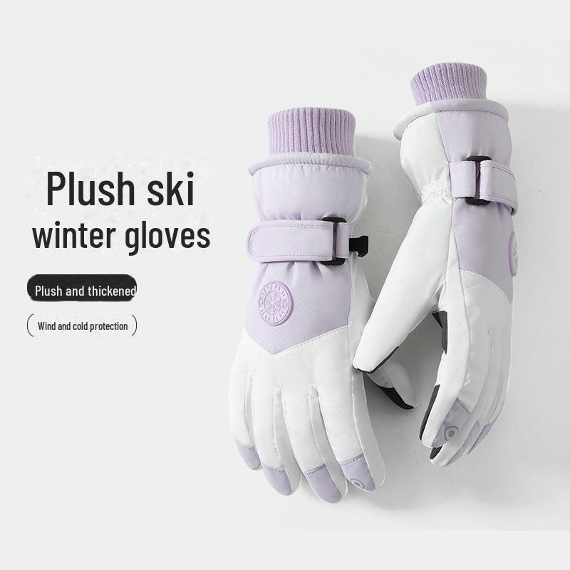 

Теплые Водонепроницаемые Ветрозащитные Зимние Лыжные Перчатки для Мужчин и Женщин - Нескользящие, Утолщенные, Плюс Вельвет для Занятий Спортом на Открытом Воздухе и Велоспорта One Size