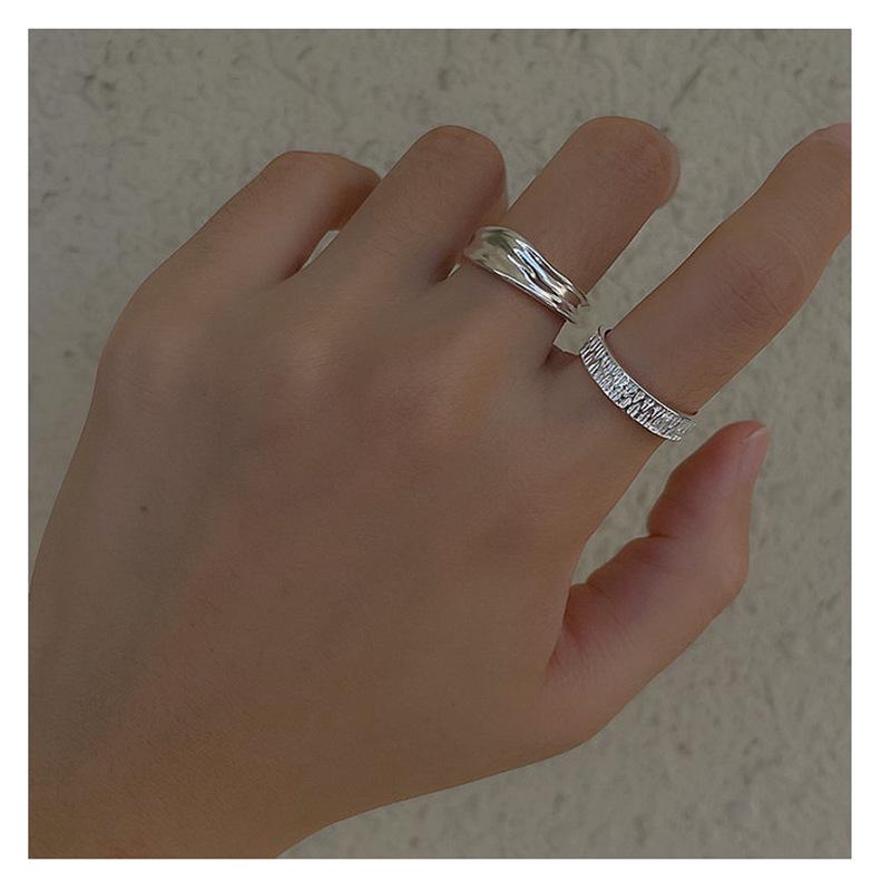 S925 Sterling Silver Irregular Metal Ring - Korean Minimalist Texture Design