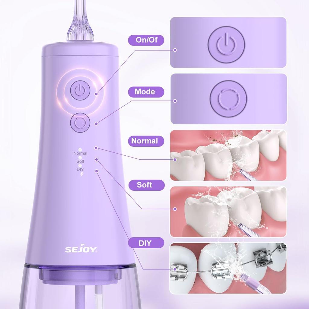 350mL/12oz Water Flosser with 3 Modes 6 Jet Tips,Dental Oral Irrigator USB Rechargeable Cordless Water Dental Picks for Teeth Cleaning,IPX7
