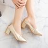 Mode Damen Pumps Süßer Stil Quadratischer Hoher Absatz Sandalen Pailletten Spitzschuh Frühling und Herbst Elegant Flach Damen Schuhe