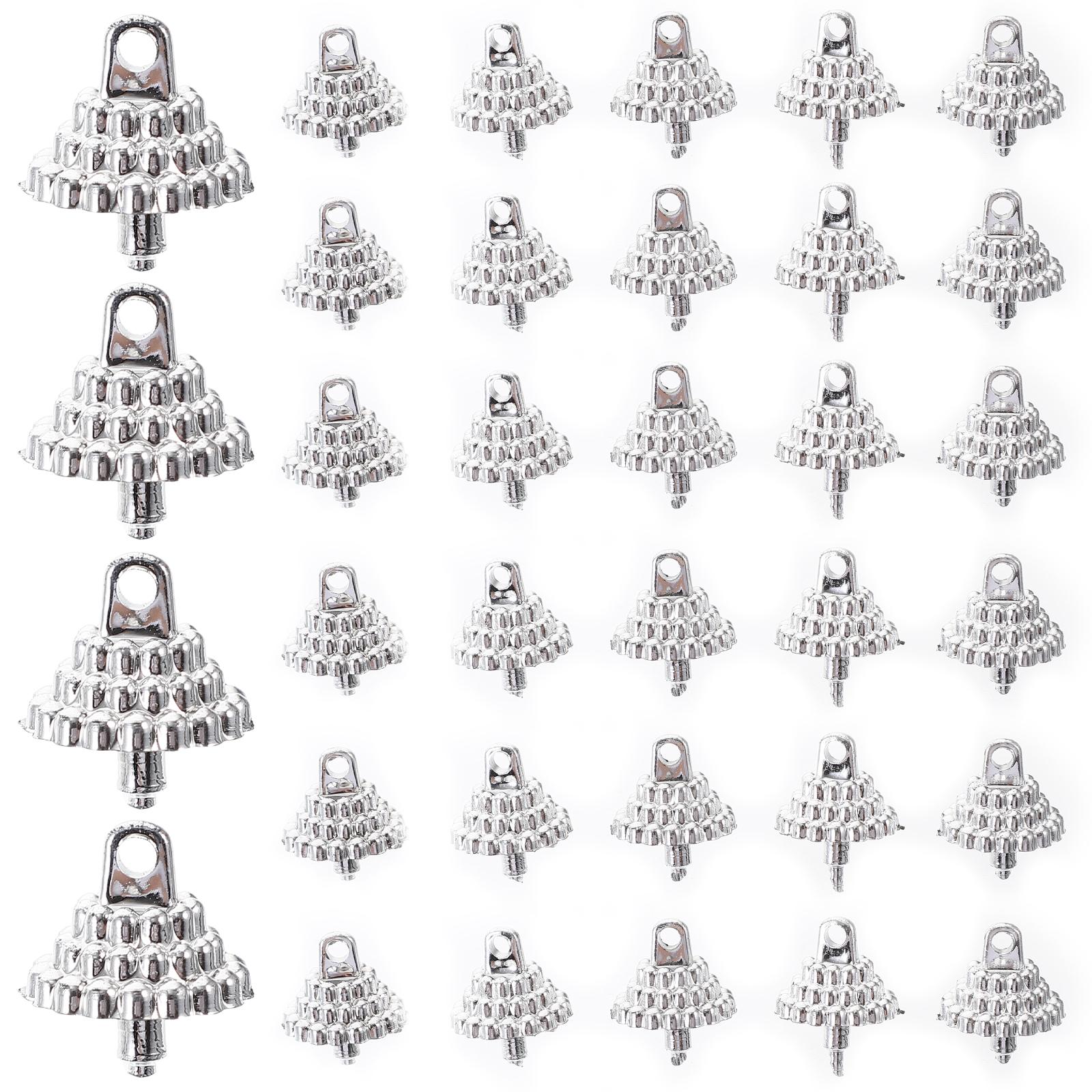 1 Набор Рождественских Колпачков для Шаров Запасные Колпачки для Подвесок Шаров Фурнитура для Подвесных Шаров Своими Руками Декоративные Подвески для Елки Реквизит для DIY Рождество other серебряный