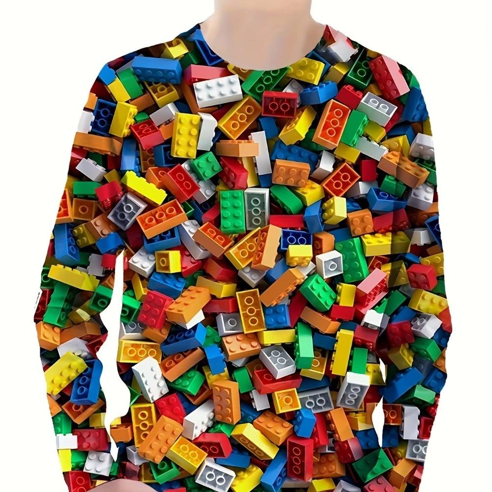T-shirt a maniche lunghe per bambini, stampa cartoni animati per ragazzi, top autunnale per bambini, girocollo, alla moda, comoda, versatile, t-shirt per il tempo libero