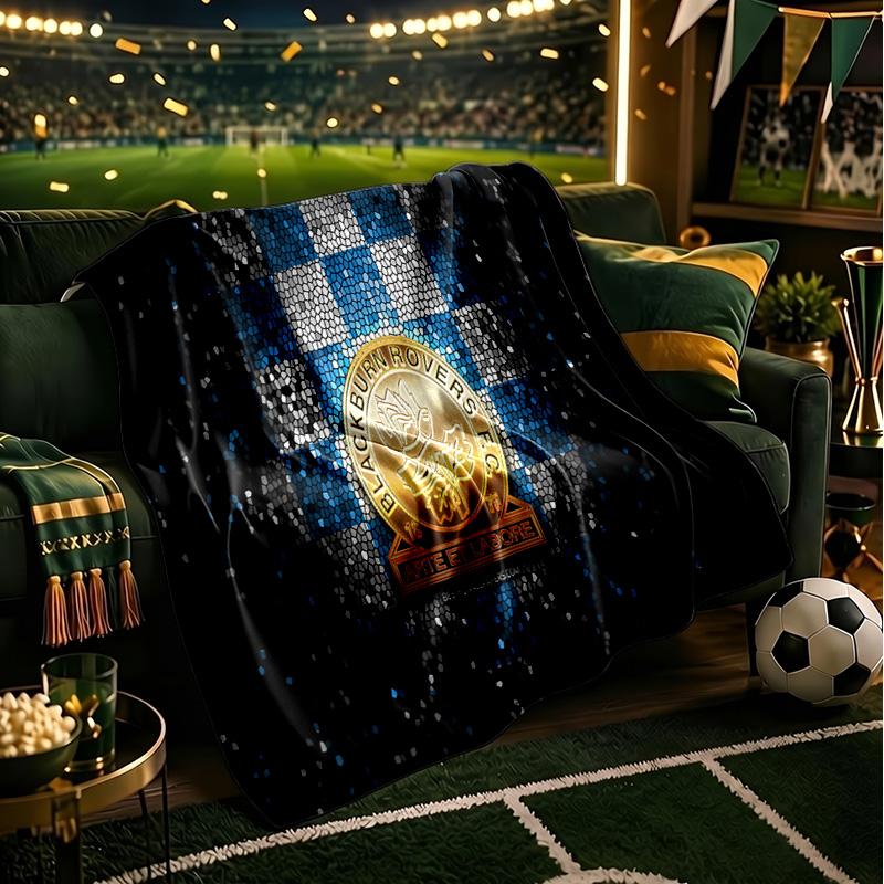 Blackburn-Rovers Crest Throws Blanket Flannel Blankets Plush for Couch Bed Gifts for Men Women Travel Picnic Blanket Christmas Fan Gifts