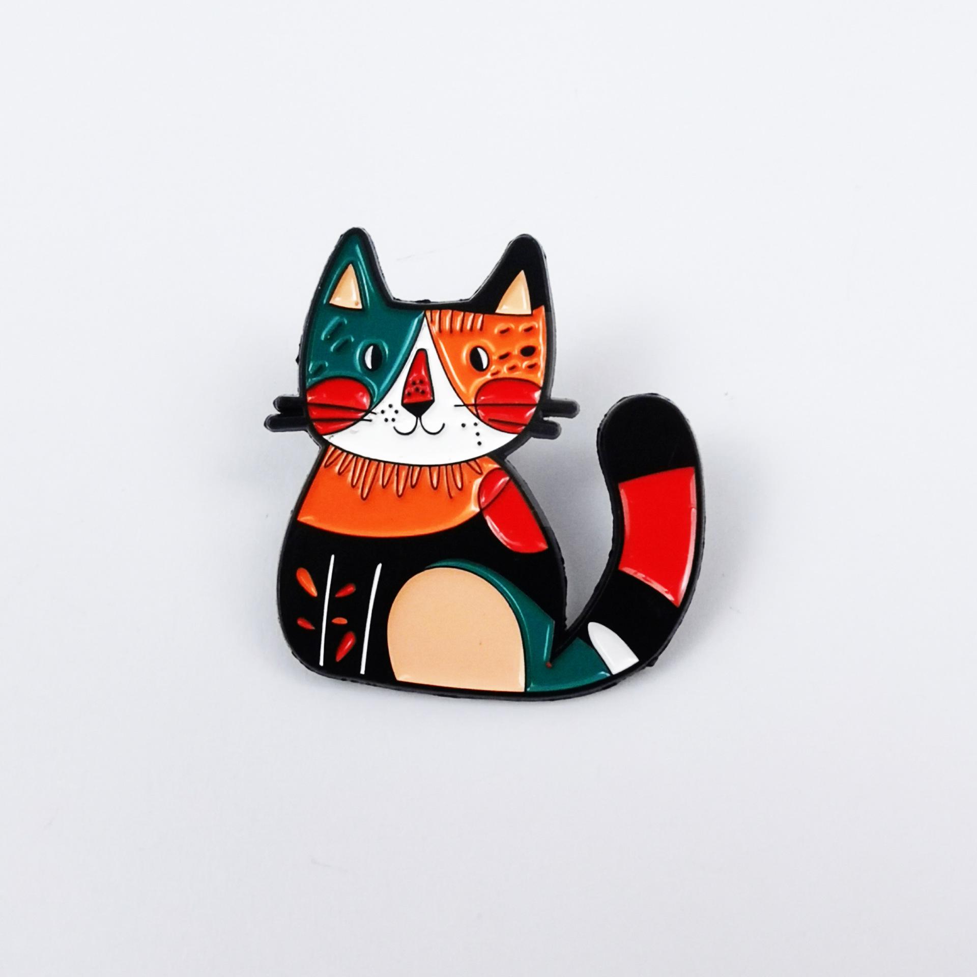Adorable Cat Brooch - Colorful Cartoon Animal Pin for Backpack, Clothing, or Hat Accessories