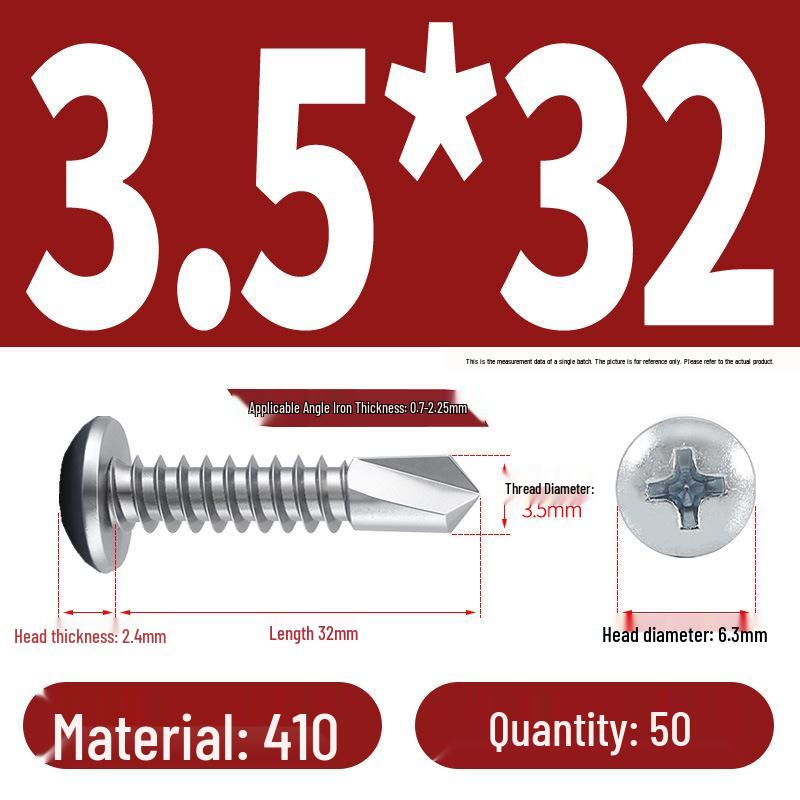 Stainless Steel 304 Phillips Round Head Self-Drilling & Tapping Screws, M3.9/M4.8/M5.5 Swallowtail Bolts