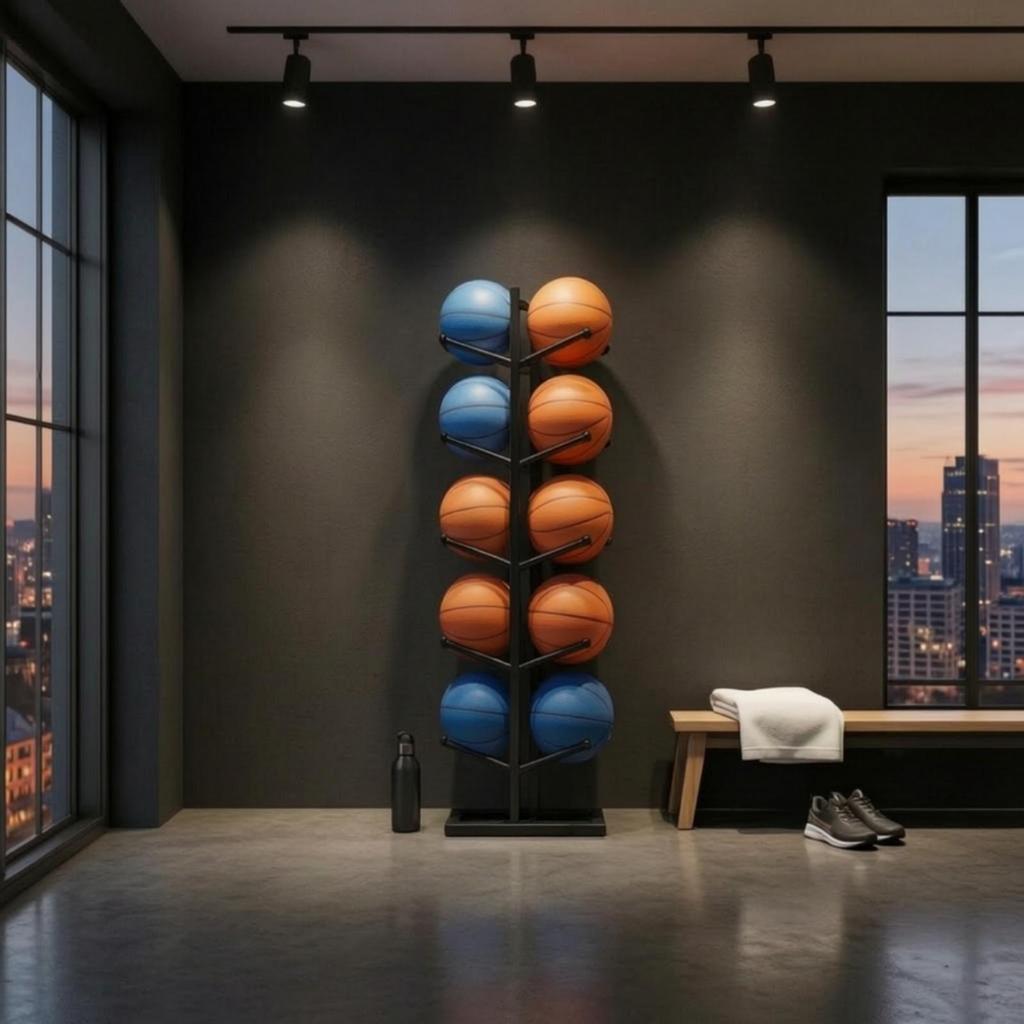 Freestanding Ball Storage Rack Five-Tier Floor-Standing for
