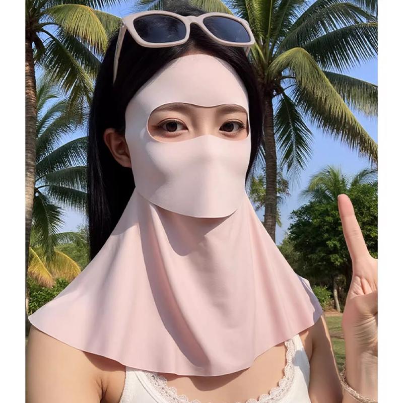 Summer UV Protection Full Face Cover Sunscreen Mask With Hat Brim Adjustable Breathable Outdoor Sports Face Shield