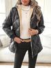 Giacca invernale a rombi imbottita in cotone a maniche lunghe con cappuccio abbigliamento da donna