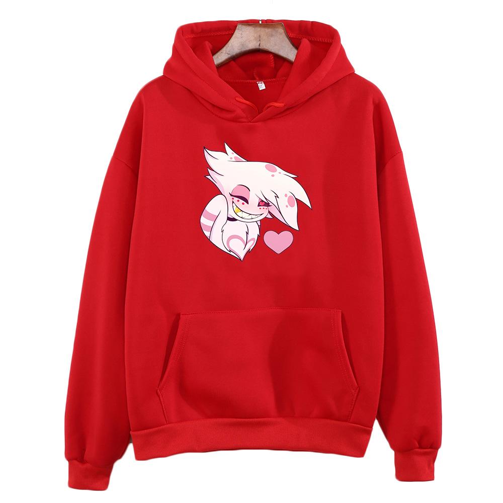 Angel Dust Hooded Anime Print Casual Cotton Tee-shirt Cartoon Harajuku Kawaii Sweatshirt for Boys/girls Manga Soft Clothes