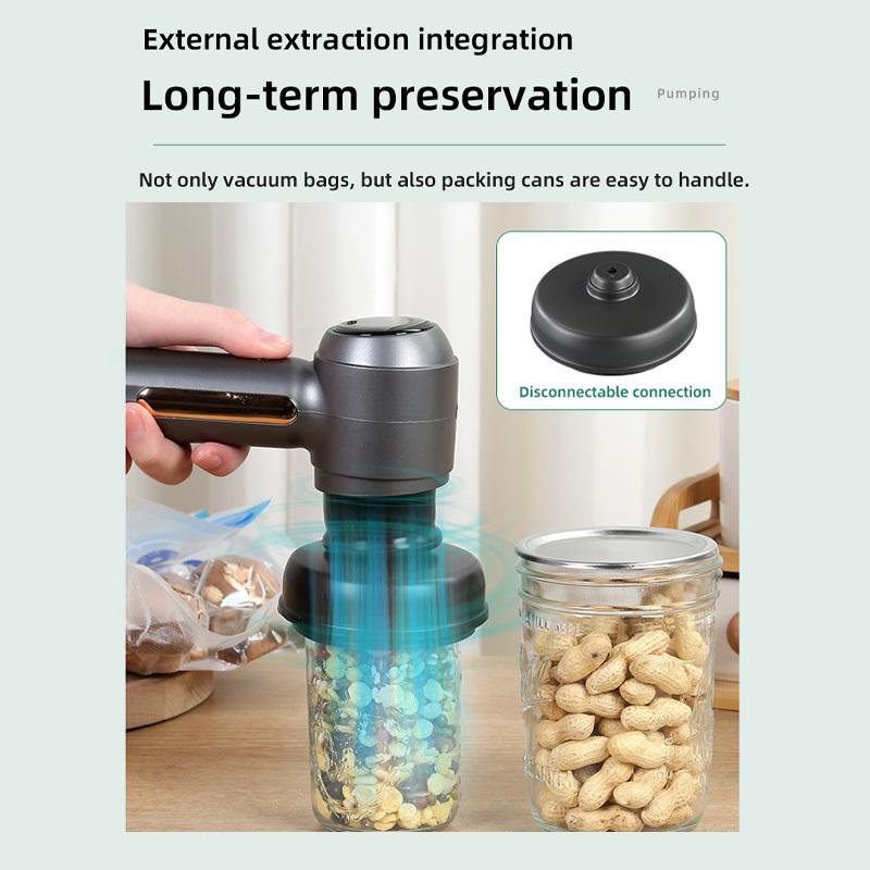 Electric Mason Jar Handheld Vacuum Sealer for Food Storage Wireless Vacuum Sealer Odorless Attachment Kit for Wide Mouth Jar/Sealed bag/Inflate Balls