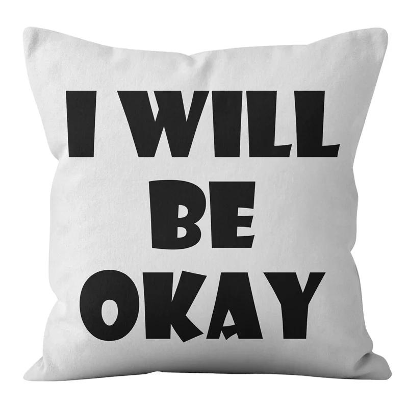 Rosa und schwarze geometrische Buchstaben bedruckte Sofakissenbezug Kissenbezug Heimdekoration Party Auto Bettwäsche