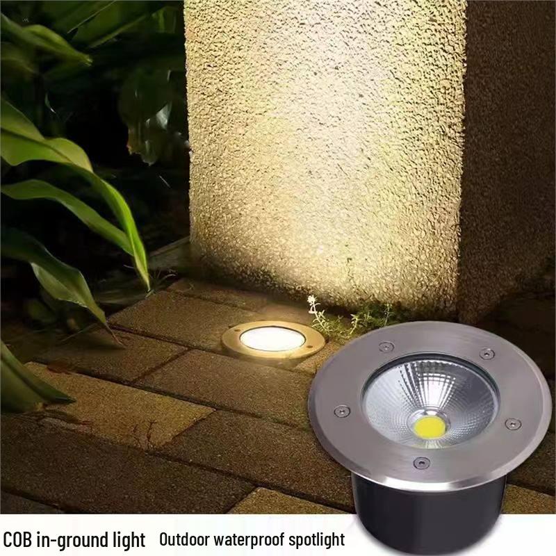 LED Waterproof Outdoor In-Ground COB Light - Round/Square for Courtyard, Walkway, and Lawn Landscaping