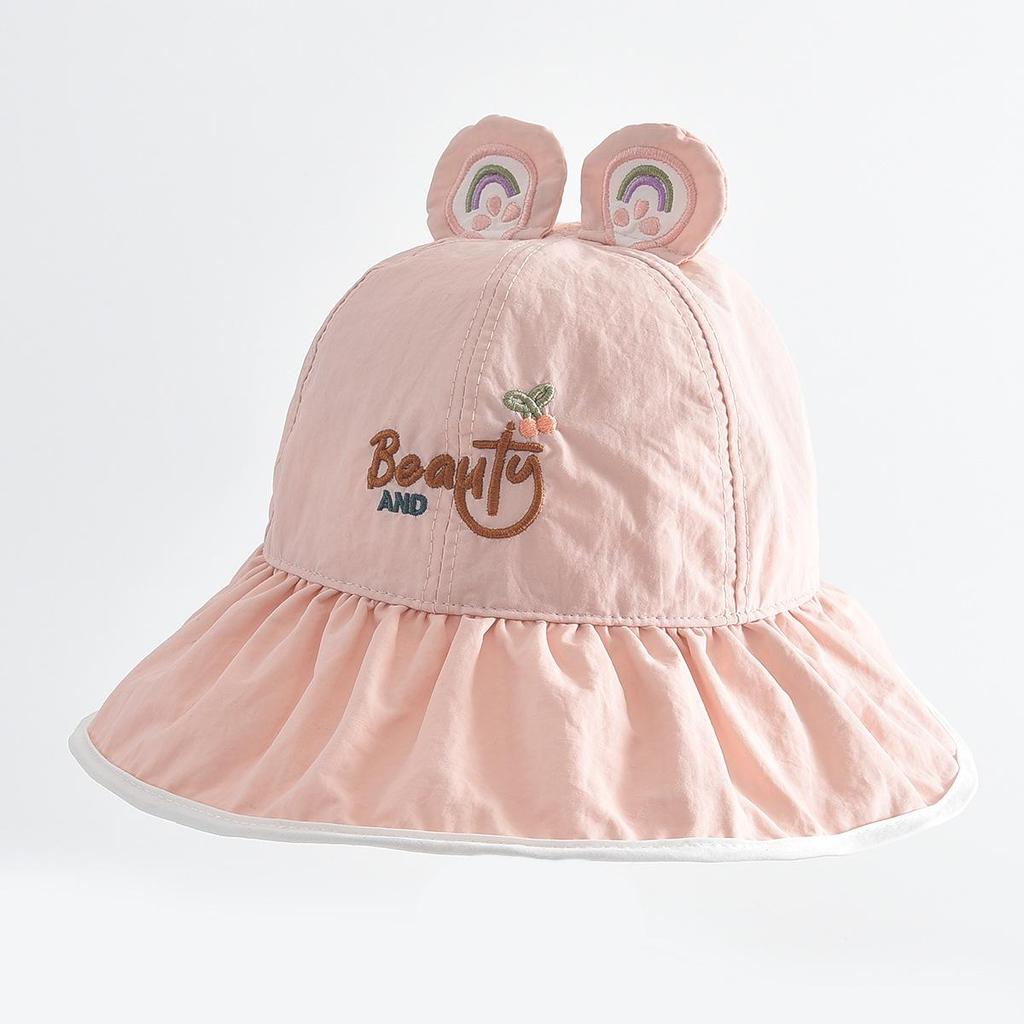 Children's Cute 3D Ears Bucket Hat - Windproof, Sun-Protective, Embroidered Fisherman Style