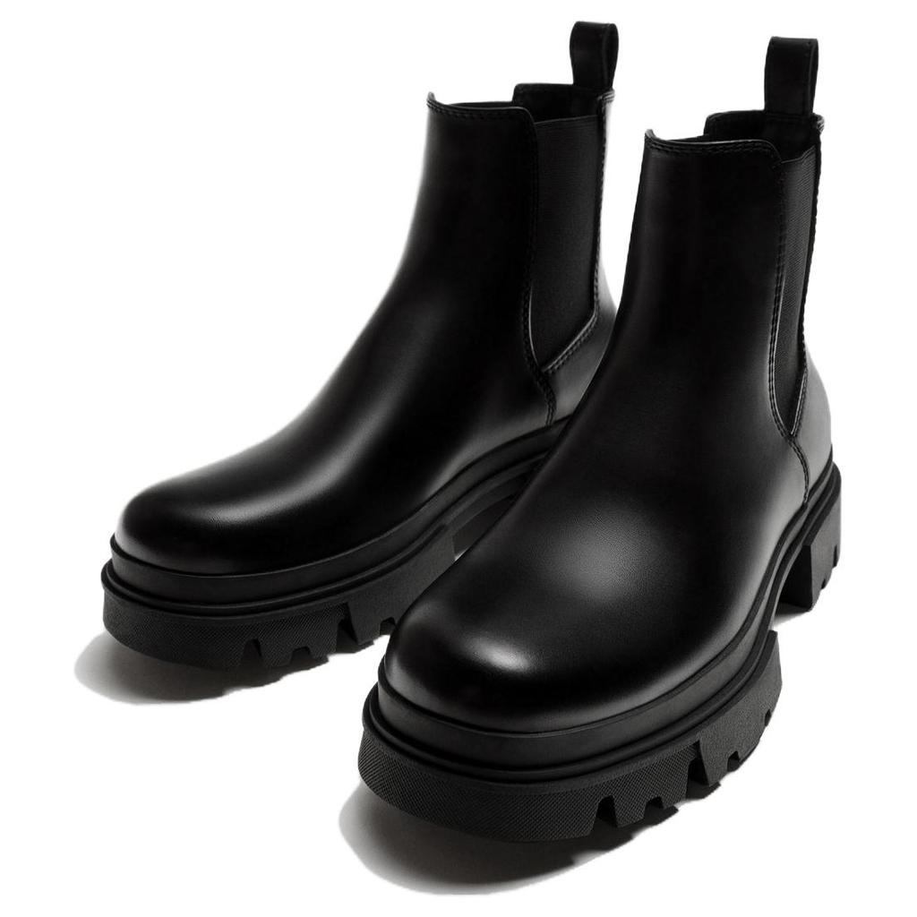 Zara Plateau runde Zehenpartie Kurze Chelsea Boots Herrenstiefel Schwarz 12006420800