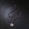 Vintage Round Leather Cord Pendant Necklace With Unique Fingerprint Design Bohemian Statement Jewelry For Women