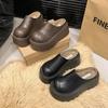Short Plush Chunky Women Mules Slippers Casual Cover Toe Platform Flats Slides Ladies Comfort Cotton Shoes