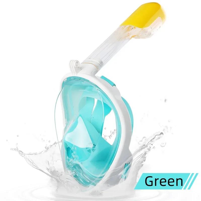 

Подводное подводное плавание анфас, детский комплект масок для плавания, респираторные маски для подводного плавания, противотуманные, безопасное дыхание для детей и взрослых S/M зелёный