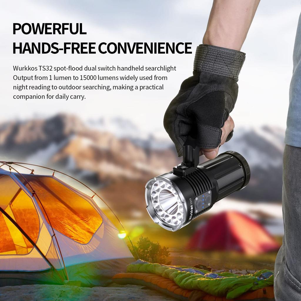Wurkkos TS32 Rechargeable IP68 12 X 519A and 1 X SFT 40 Emergency Flashlight with Discharge 2 for Camping and Hiking Flashlight, 13,000 Lumens,