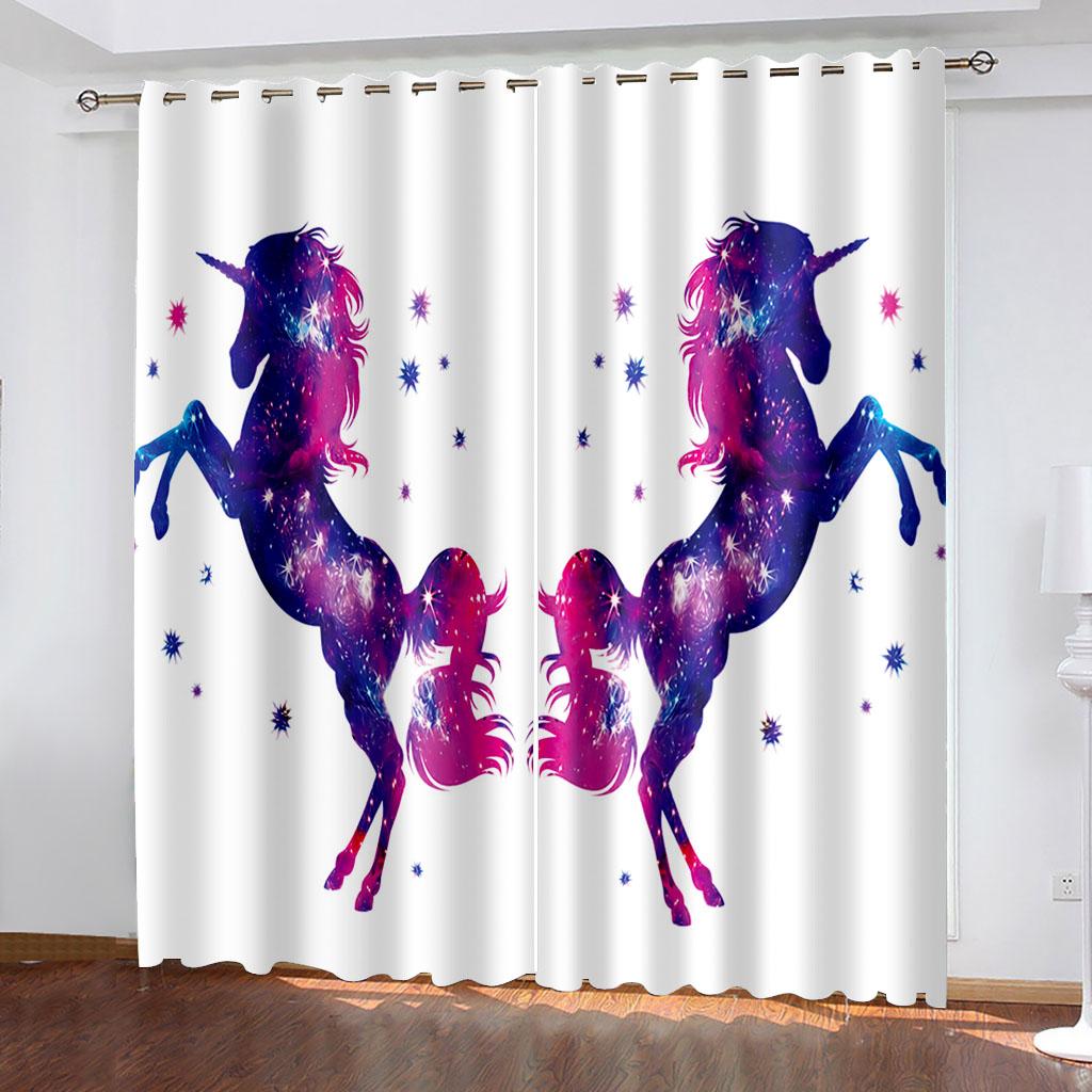 

Блэкаут шторы для гостиной спальни кухни Фантастические шторы с единорогом Затемняющие портьеры Cortinas Para La Sala W132cm x H160cm&Grommet