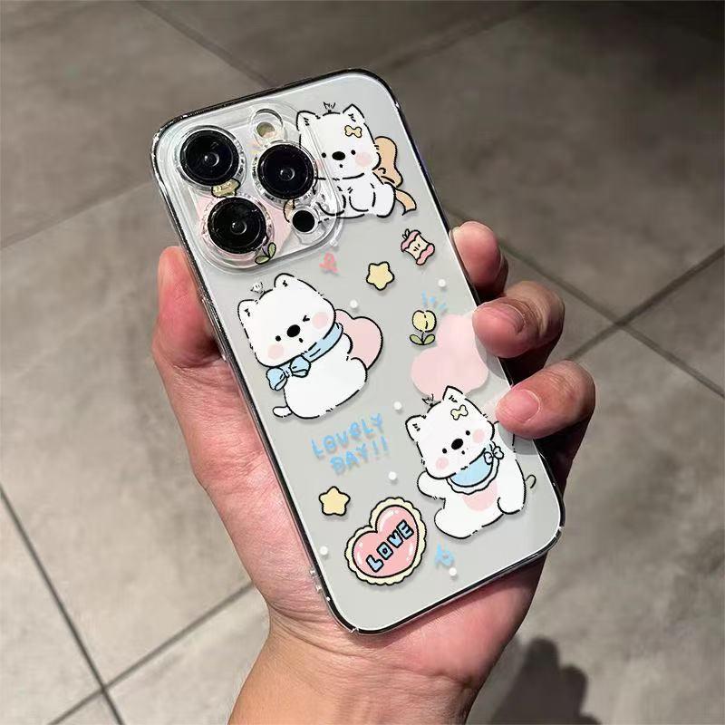 

Love Heart Puppy iPhone 17 Pro Max Case, Soft Transparent Cute Design for Women Apple 12 Pro Max