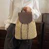 Woven Straw Backpack Drawstring Flap Small Backpack