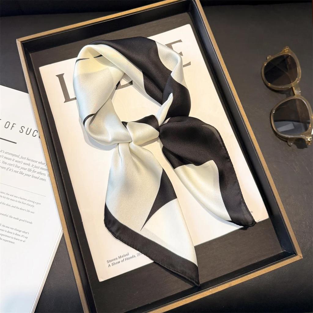 Fashion Luxury Brand 70cm Silk Feel Square Scarf Women Neck Tie Female Hair Bandana Headkerchief Shawl Wrap Hijab Echarpe