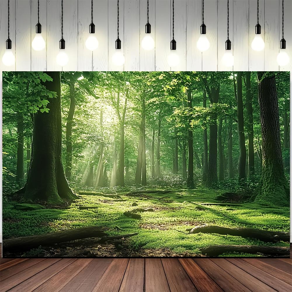 1 Classic Spring Forest Scenery Background Board, 100% Polyester, Multi-functional Home and Party Wall Decoration