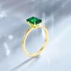 Monkton 100% 925 Silver Engagement Rings for Women 3CT Solitaire Created Green Emerald Wedding Band Promise Jewelry
