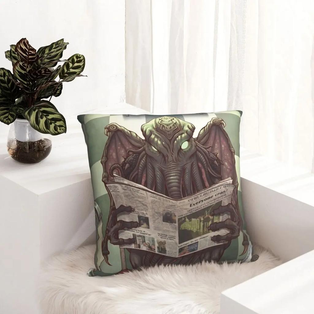 Lustiger Cthulhu Kack Kissenbezug Bedruckter Polyester Kissenbezug Dekoration Lovecraft Kissenbezug Bezug Sitz Quadratisch