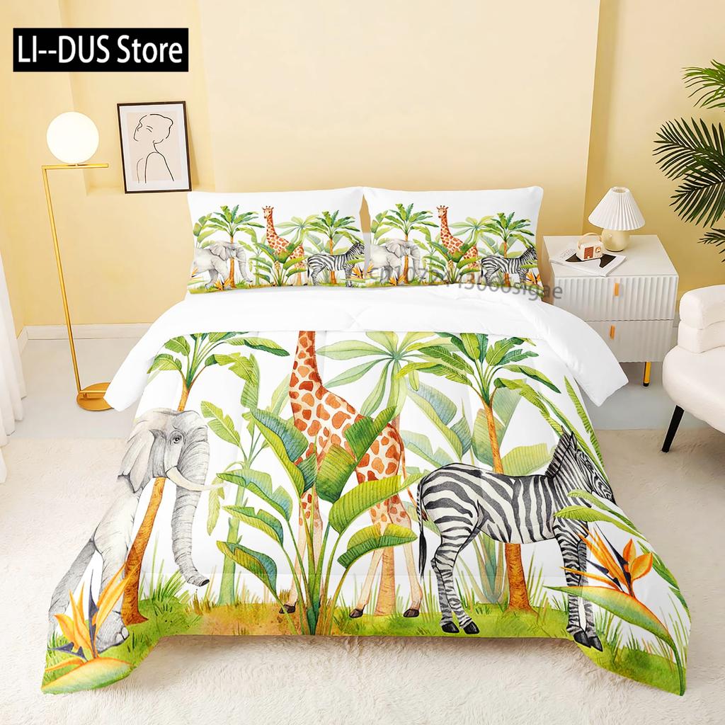 Wild Animal Giraffe Comforter Set Twin King Size Bedding Set for Kids Adults Decor Comforter Quilt Set with 2 Pillowcase 3Pcs