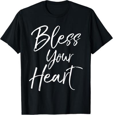 Bless Your Heart Southern Christian Saying Graphic T-Shirt Casual Cotton Crewneck Tee