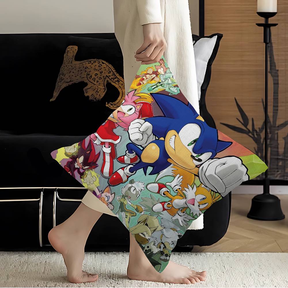 Classic Anime S-Sonic Cushion Cover Polyester Sofa Cushions Decorative Throw Pillows Home Decoration Pillowcover