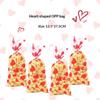 30/50/100Pcs Transparent Plastic OPP Bags Red Heart LOVE Printed Gift Bags With Golden Ties For Valentine'S Day And Couples