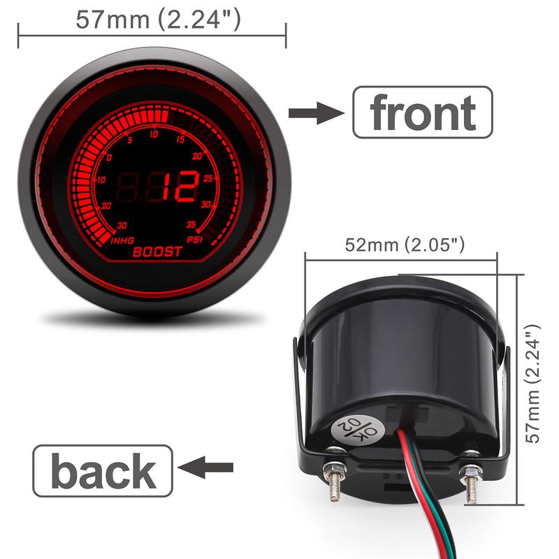 52mm Red/Blue Backlight Car Digital Turbo Pressure Gauge Car Boost Gauge PSI for Racing Car 12V