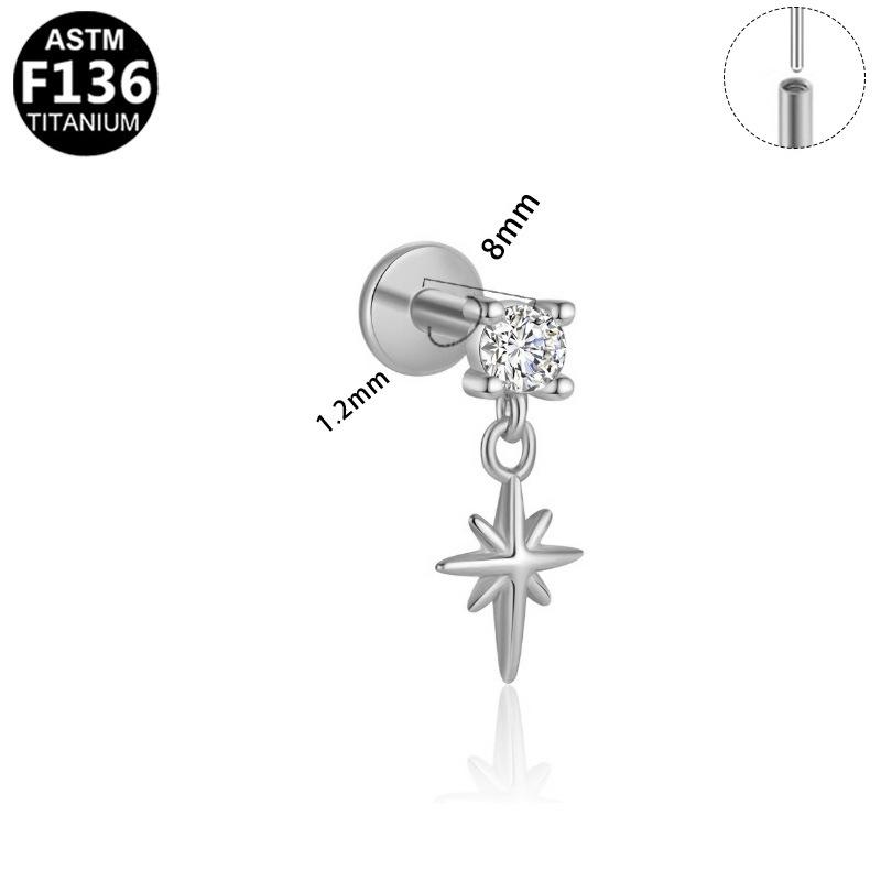 Titanium Geometric Star Stud Earrings - Trendy, Cool, High-End Feel for Cartilage Piercing