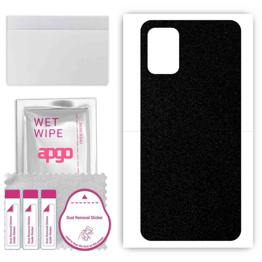 apgo Protective Skin Sticker for the back compatible with LG Q52, Wrap Film, Foil, Vinyl - Pattern Matte Black