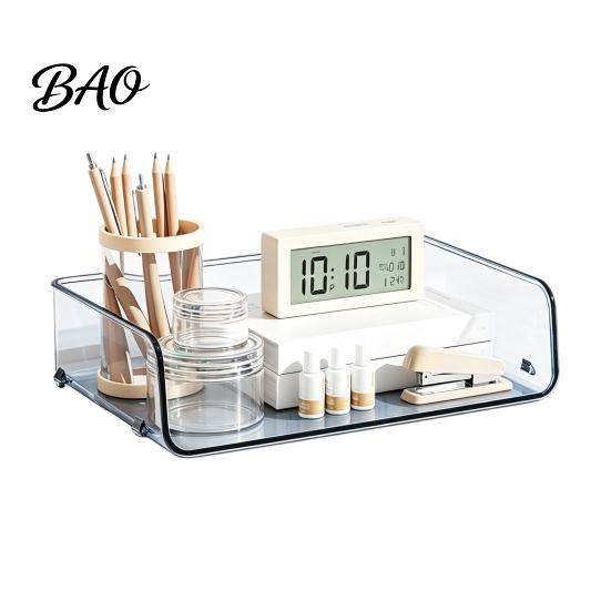 Multi Layer Desk Organizer Clear Acrylic File Tray, 1/2/3/4/5 Tier Paper Ducument Office Supply Storage Rack Box, Stackable Supplies Compact